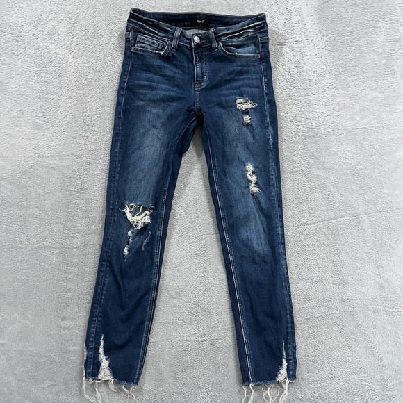 Vervet Jeans Womens 27 Flying Monkey Savoy Skinny Distressed Raw Hem Retro Y2K - Picture 1 of 10